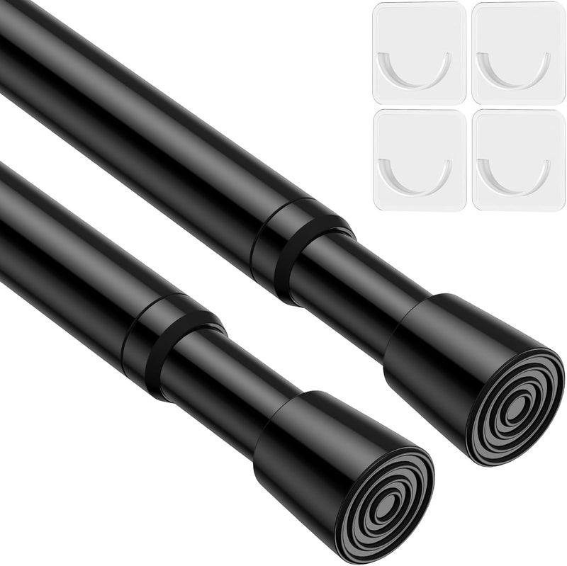 WEIXINHAI 2 Pack Spring Tension Curtain Rod for Windows 26 to 39 inch Black Small Tension Rod Adjustable Spring Curtain Rods No Drilling Short Tension Rod for Kitchen, Closet, Bathroom, Bookshelf - Image 1